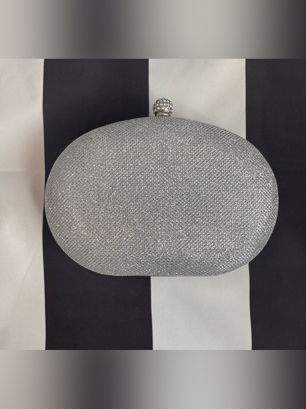 Silver and Green Jeweled Evening Clutch - Picture 3 of 7